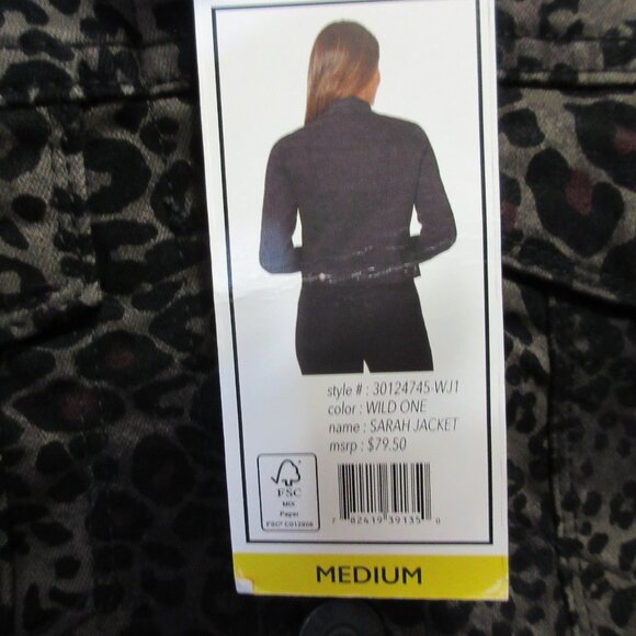 Nine West Leopard Print Denim Jacket Medium - Picture 9 of 16